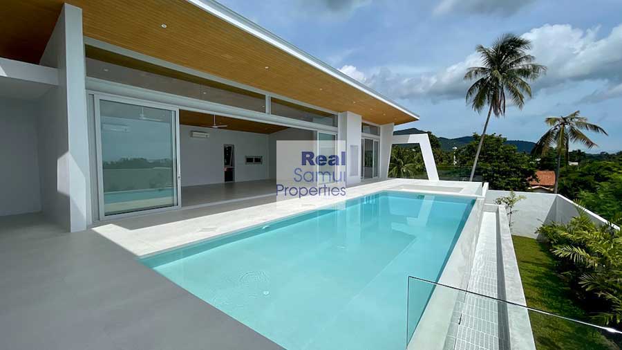 Newly Completed Contemporary 3-Bed Sea View Pool Villa, Maenam