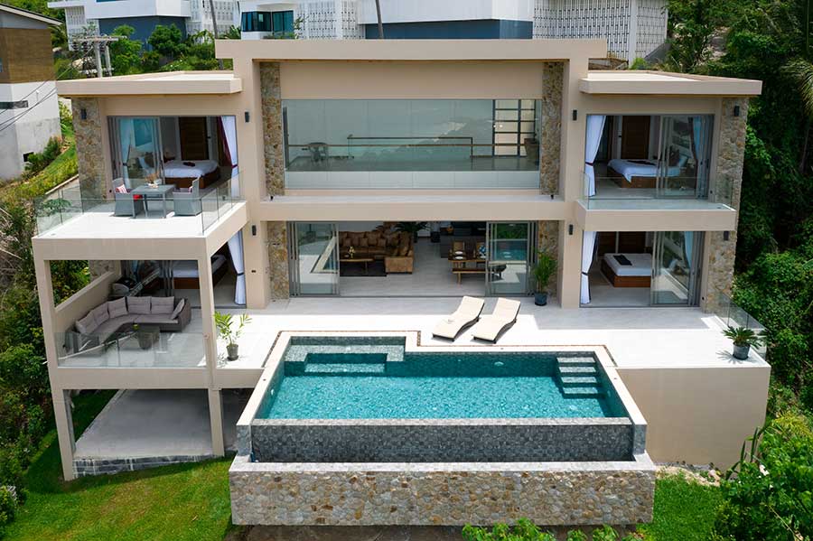 New High-End 4-Bed Contemporary Sea View Villa, Chaweng Noi