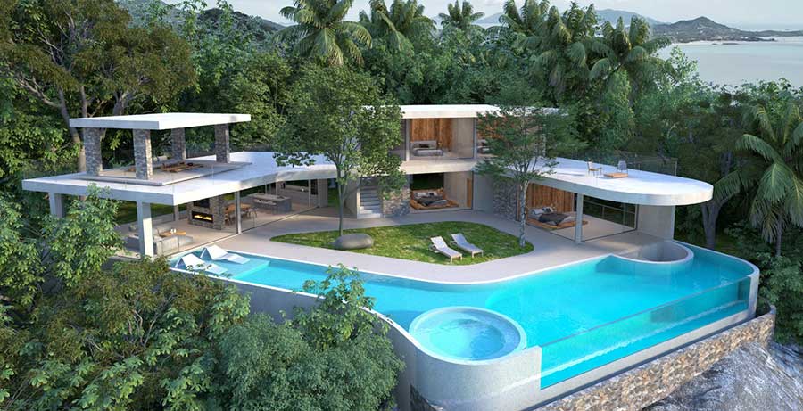 Bespoke 4-Bed Designer Ocean View Villa, Chaweng Noi