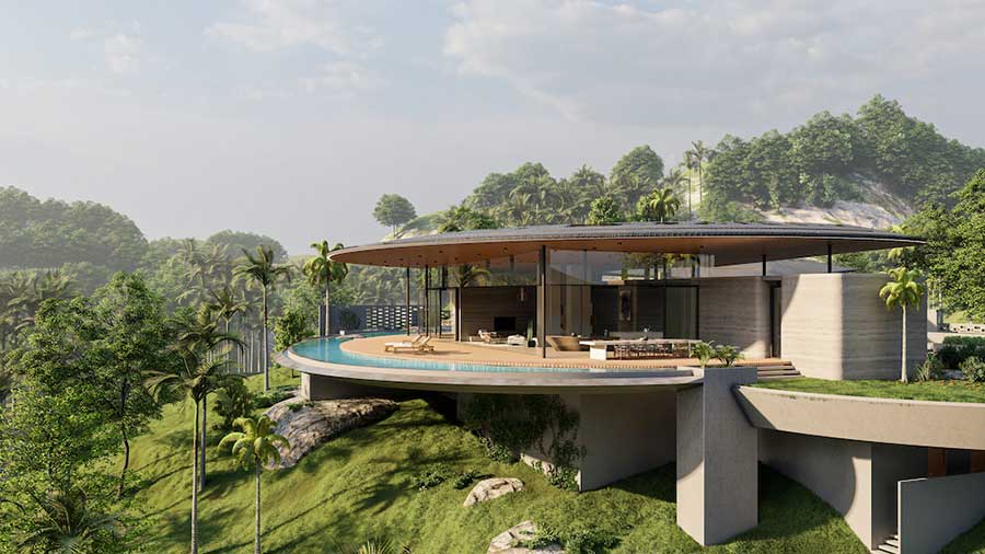 Cutting-Edge 3-Bed Eco-Friendly Sea View Estate Villa, Bo Phut