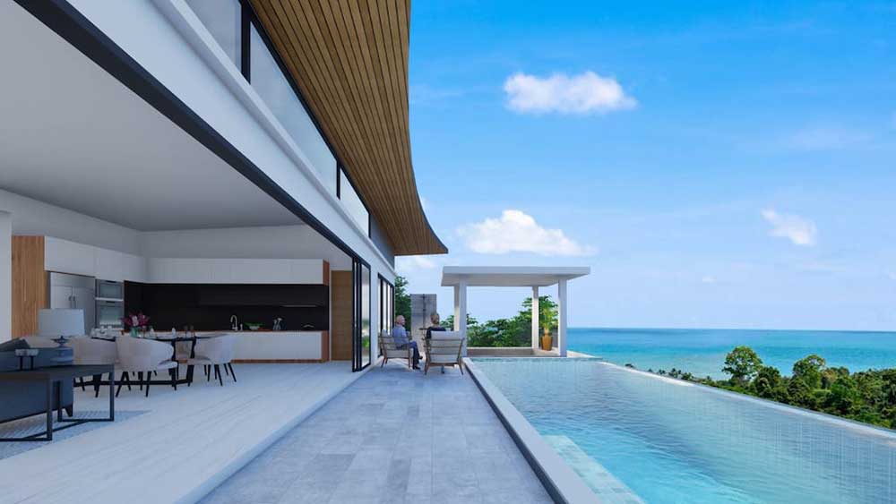 New Contemporary 4-bed Sea View Villa, Chaweng Noi