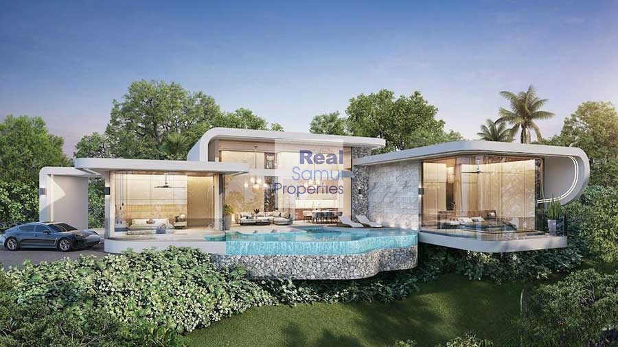 New Single-Level 3-Bed Contemporary Sea View Villa, Bo Phut