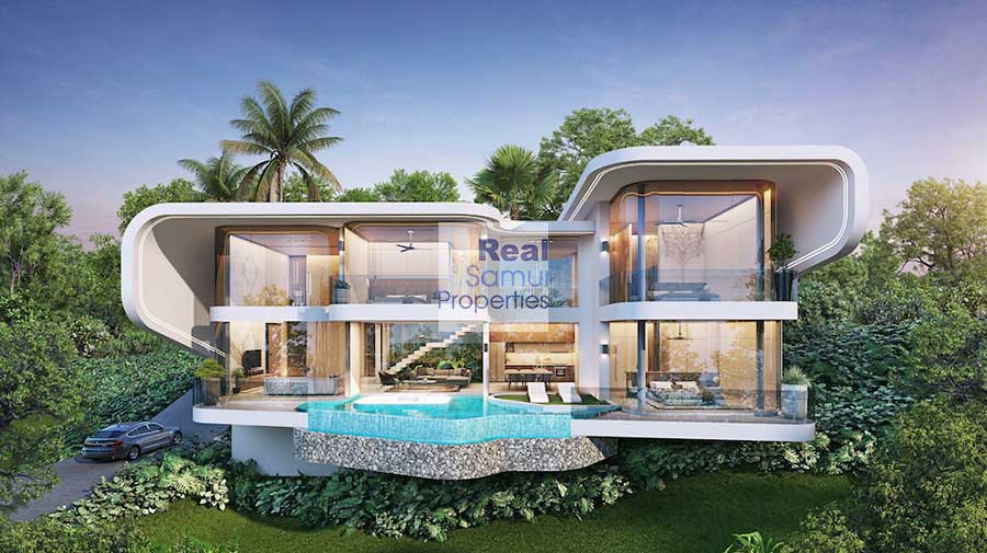 New 3-Bed Contemporary Sea View Villa, Bo Phut