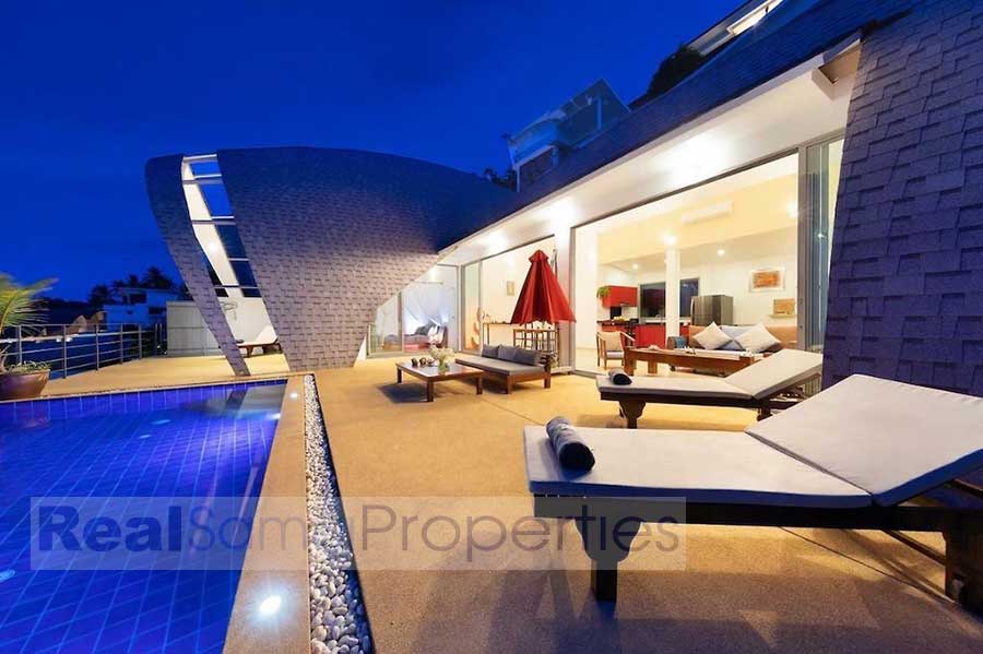 3-Bed 300 Sqm Contemporary Moon Shadow Sea View Villa, Chaweng Noi