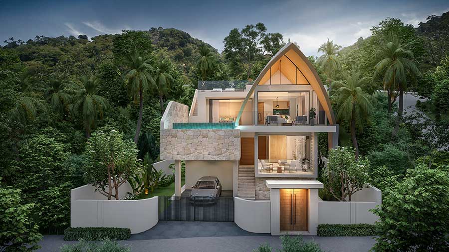 Contemporary 3-Bed Sea View Villa By Bang Por Beach