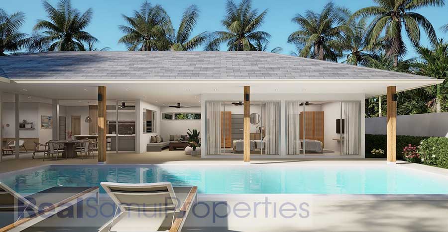 New 4-Bed Single-Storey Contemporary Asian Pool Villas, Lamai