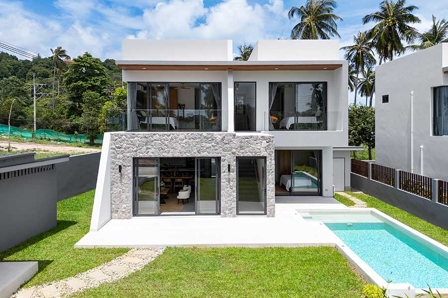 New Modern 3-Bed Garden Pool Villas for Sale in Plai Laem