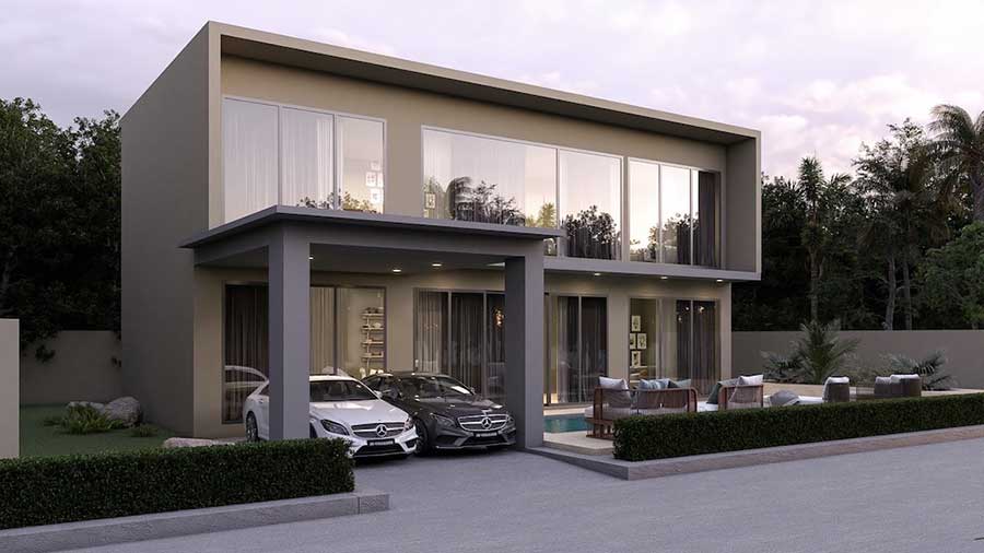 New Contemporary 3-Bed Garden Pool Villas, Maenam