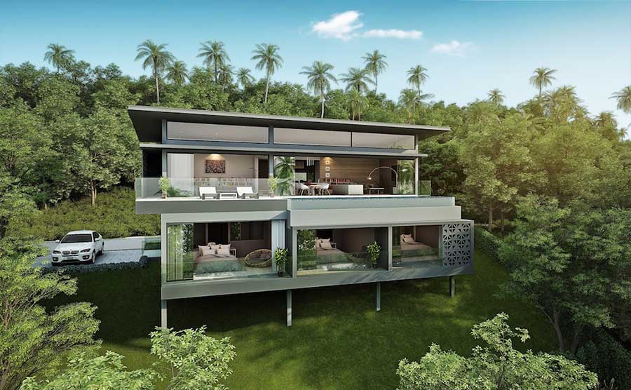 Brand New Contemporary 3-Bed Bay View Pool Villas, Chaweng Noi